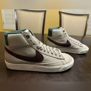 New Nike Blazer Mid 77 Green Cream Leather Sneaker Shoes Size US 9 M / 10.5 W