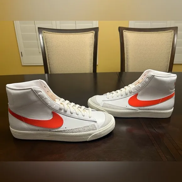 New Nike Blazer Mid 77 White Habanero Red Sneaker Shoes