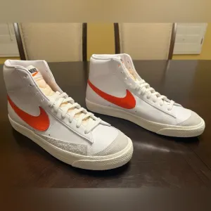 New Nike Blazer Mid 77 White Habanero Red Sneaker Shoes