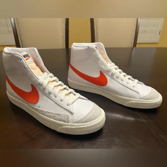 New Nike Blazer Mid 77 White Habanero Red Sneaker Shoes
