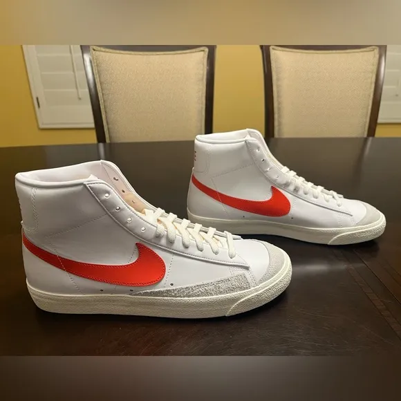 New Nike Blazer Mid 77 White Habanero Red Sneaker Shoes