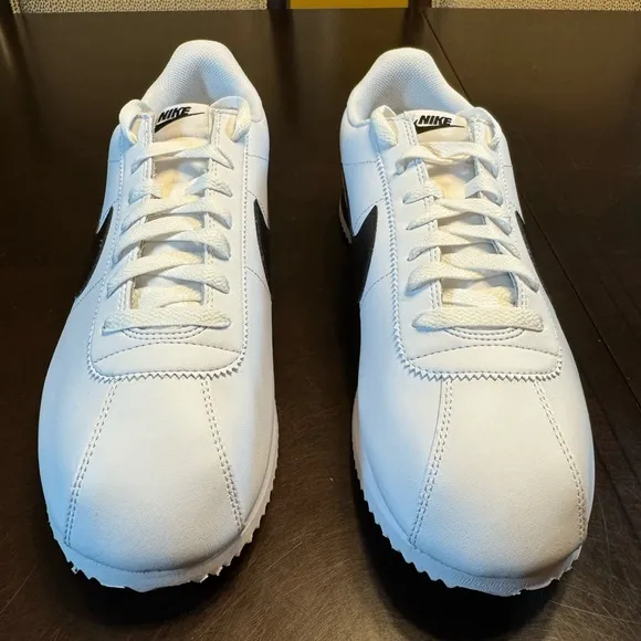 New Nike Cortez Leather White Black Sneaker Shoes Size US 12