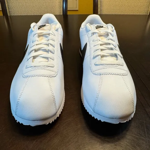 New Nike Cortez Leather White Black Sneaker Shoes Size US 12