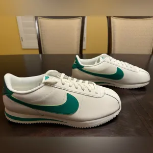 New Nike Cortez Leather White Green Sneaker Shoes