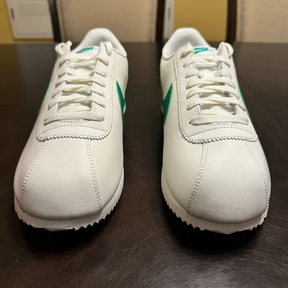 New Nike Cortez Leather White Green Sneaker Shoes
