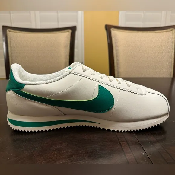 New Nike Cortez Leather White Green Sneaker Shoes