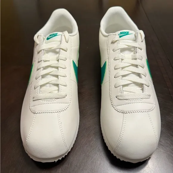 New Nike Cortez Leather White Green Sneaker Shoes