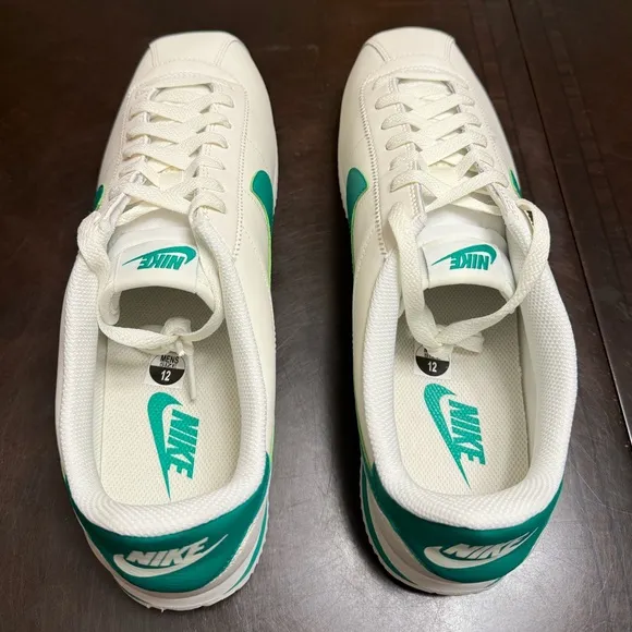 New Nike Cortez Leather White Green Sneaker Shoes