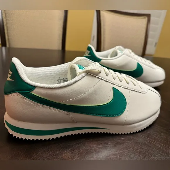 New Nike Cortez Leather White Green Sneaker Shoes