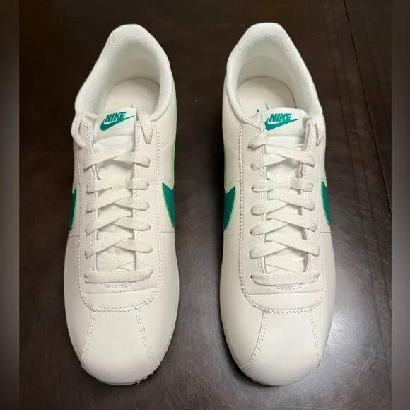 New Nike Cortez Leather White Green Sneaker Shoes