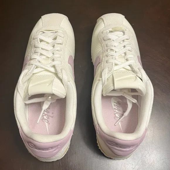 New Nike Cortez Leather White Pink Sneaker Shoes