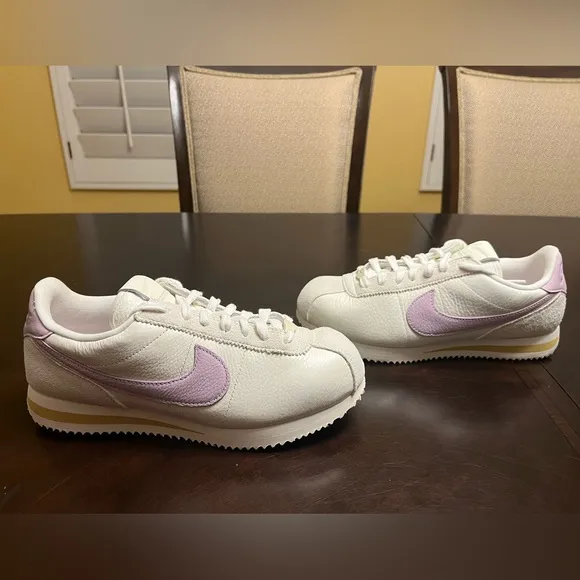 New Nike Cortez Leather White Pink Sneaker Shoes
