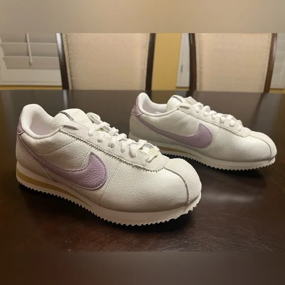 New Nike Cortez Leather White Pink Sneaker Shoes
