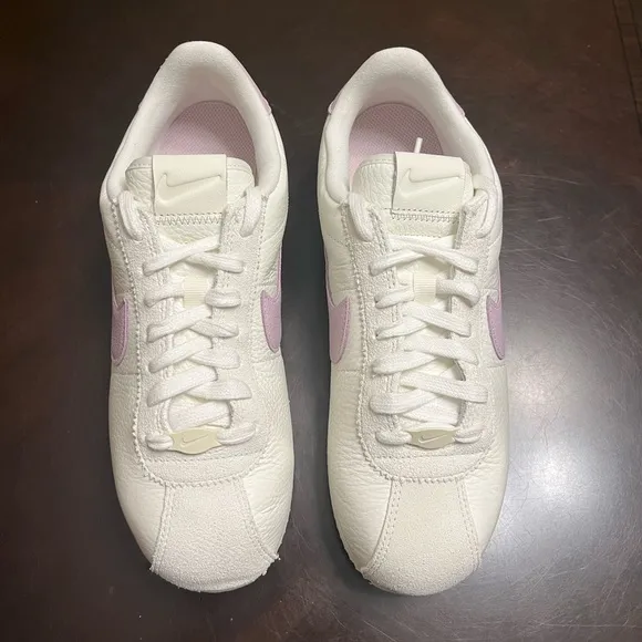 New Nike Cortez Leather White Pink Sneaker Shoes