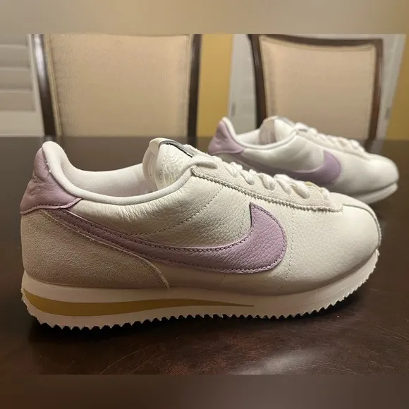 New Nike Cortez Leather White Pink Sneaker Shoes