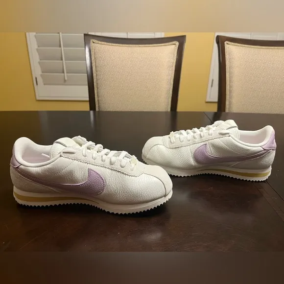 New Nike Cortez Leather White Pink Sneaker Shoes