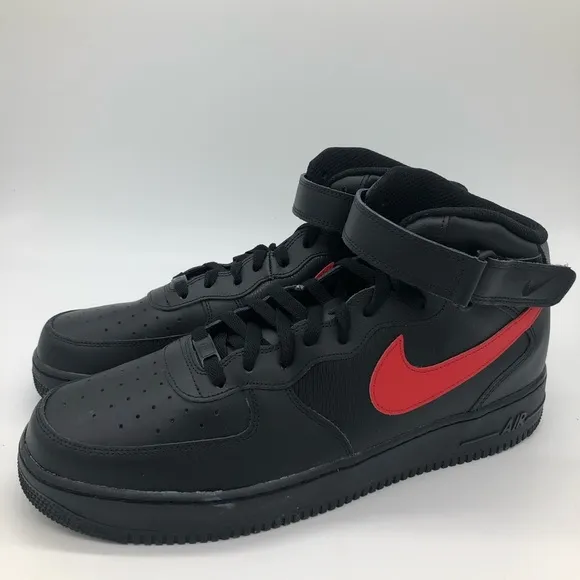 New Nike ID By You Air Force 1 Mid Black/Red Men’s Size 14 AQ3776 994