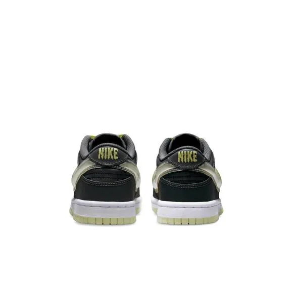 NEW NIKE kid's dunk low sneakers in iron grey/cool grey-lime ice-white