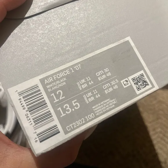 NEW Nike Men’s Air Force 1-White &amp; Black-Size 12