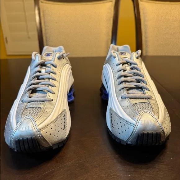 New Nike Shox R4 Silver Blue Sneaker Shoes