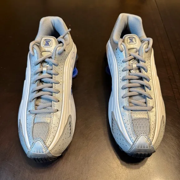 New Nike Shox R4 Silver Blue Sneaker Shoes