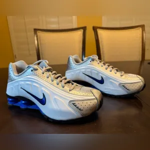 New Nike Shox R4 Silver Blue Sneaker Shoes