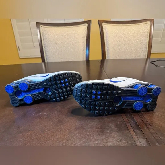 New Nike Shox R4 Silver Blue Sneaker Shoes