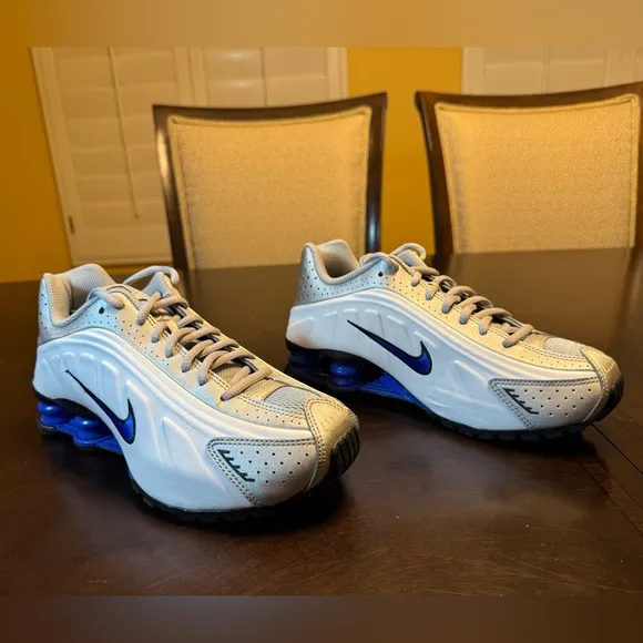 New Nike Shox R4 Silver Blue Sneaker Shoes