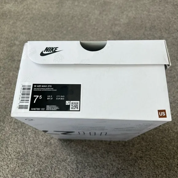 NEW Nike Women's Air Max 270 Shoes with Box AH6789-122 Size 7.5 Sail Hot Punch