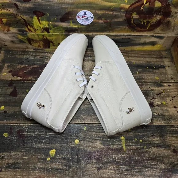 New Polo Ralph Lauren Keaton Chkka Sneakers Cream White Mid-Top Shoes Men 12,13