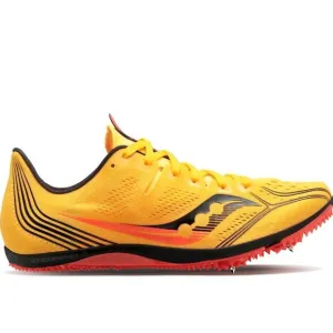NEW SAUCONY men's endorphin 3 spikes shoes in vizi gold/vizi red