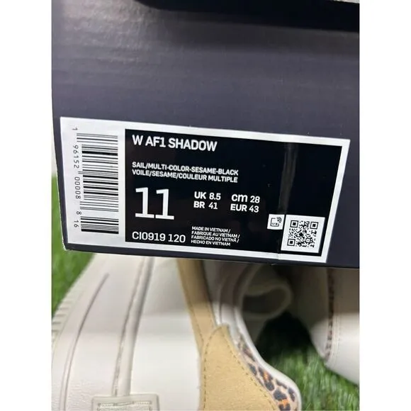 NEW Size 11w Nike Wmns Air Force 1 Shadow 'Leopard' CI0919-120