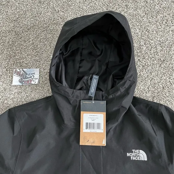 New The North Face Woodmont Parka Rain Jacket Black Long Coat Womens Small S