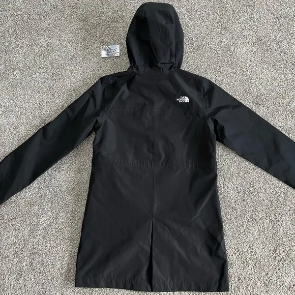 New The North Face Woodmont Parka Rain Jacket Black Long Coat Womens Small S