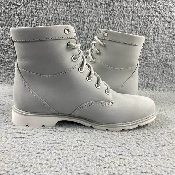 NEW Timberland Booties Shoes Womens 7.5 Gray Leather Lace Up Medium (B,M)