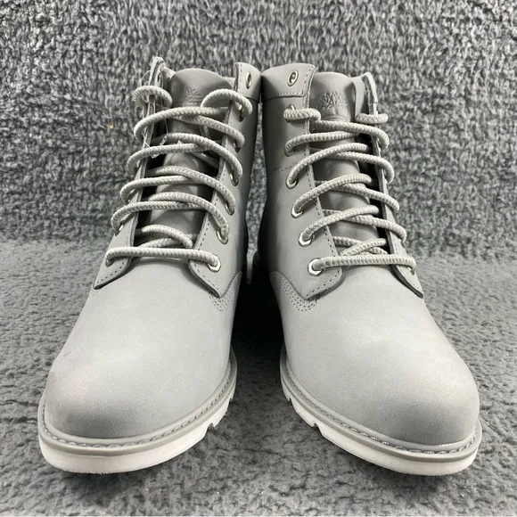 NEW Timberland Booties Shoes Womens 7.5 Gray Leather Lace Up Medium (B,M)