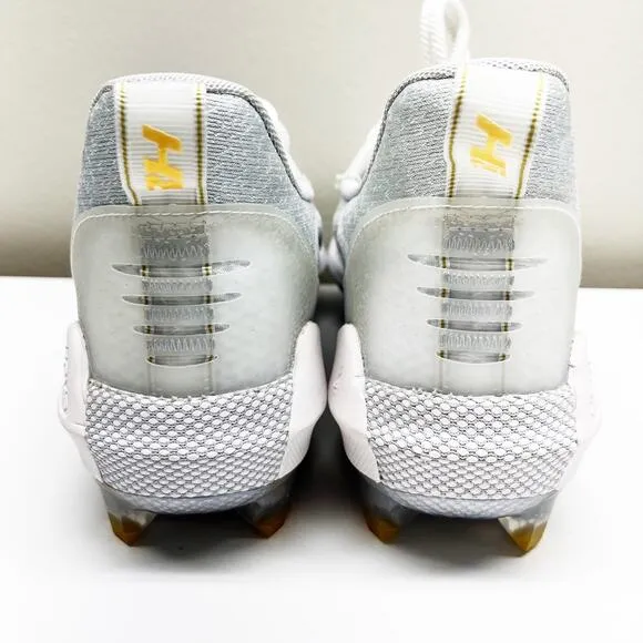 NEW Under Armour Men's Harper 6 Metal White Gold Baseball Cleats Size 8 Shoes
