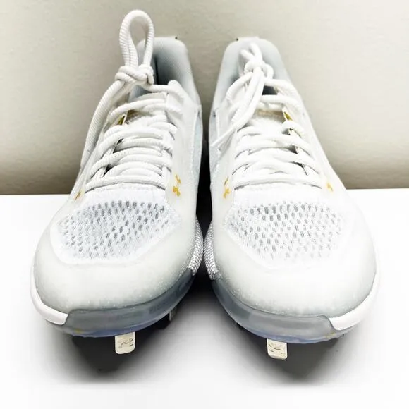 NEW Under Armour Men's Harper 6 Metal White Gold Baseball Cleats Size 8 Shoes