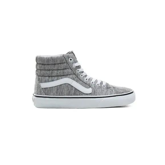 NEW Vans Sk8-Hi Athletic Shoes Rib Knit Lace Up Gray White Unisex Size M8 W9