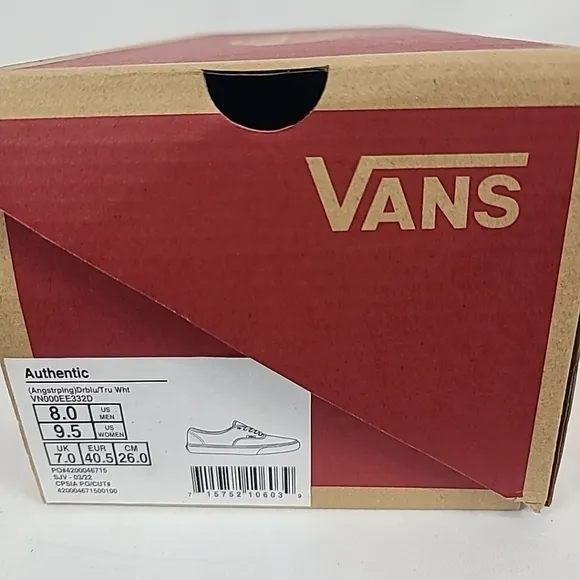 NEW Vans Unisex Authentic Blue Low Top Sneaker Shoes Sz M 8, W 9.5 NIB