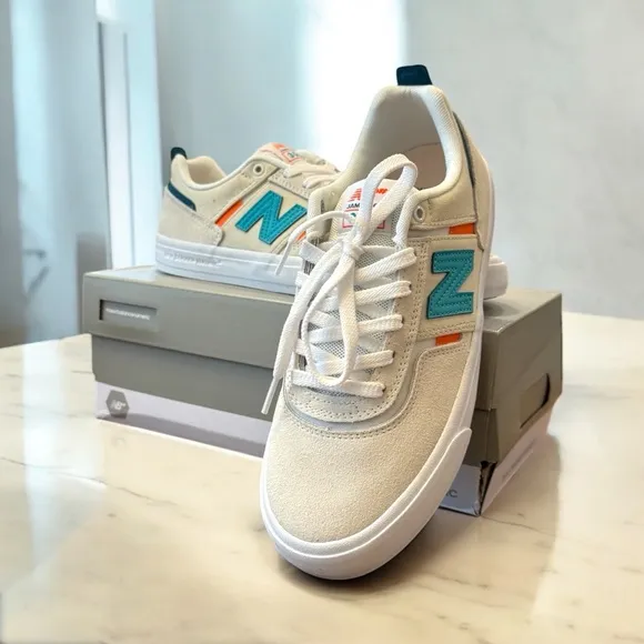 NEW W/ BOX New Balance Numeric Jamie Foy 306 White Teal Blue Shoes Size 8M 9.5W