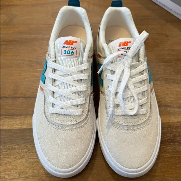 NEW W/ BOX New Balance Numeric Jamie Foy 306 White Teal Blue Shoes Size 8M 9.5W
