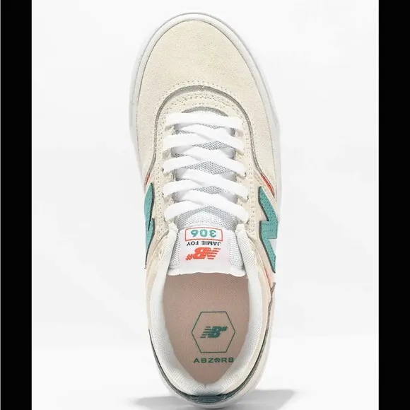 NEW W/ BOX New Balance Numeric Jamie Foy 306 White Teal Blue Shoes Size 8M 9.5W