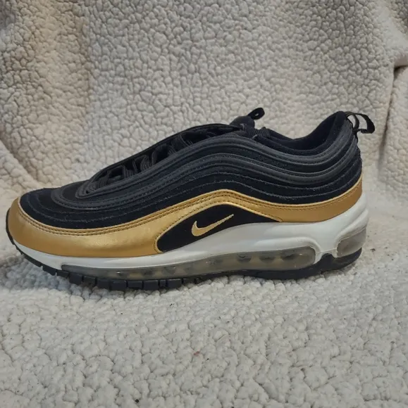 New W/O the Box Nike Air Max 97 Gs Black Metallic Gold Size 6.5y