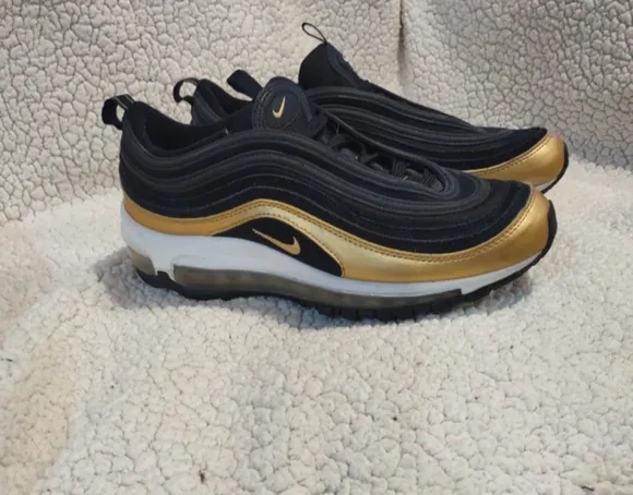 New W/O the Box Nike Air Max 97 Gs Black Metallic Gold Size 6.5y