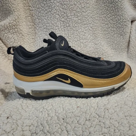 New W/O the Box Nike Air Max 97 Gs Black Metallic Gold Size 6.5y