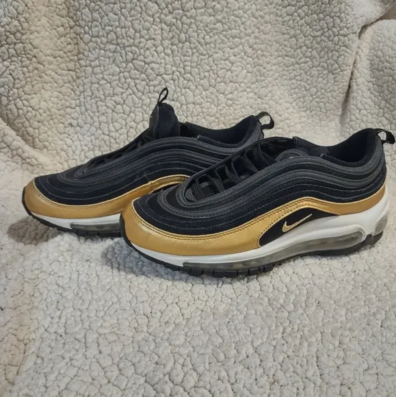 New W/O the Box Nike Air Max 97 Gs Black Metallic Gold Size 6.5y