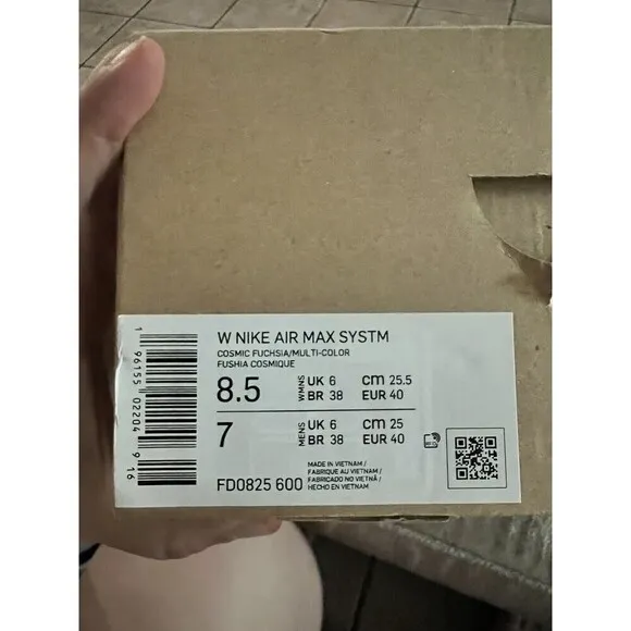 *NEW* WOMEN NIKE AIR MAX SYSTEM COSMIC FUCHSIA  (FD0825 600), Sz 8.5 Men 7