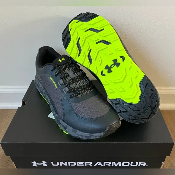 NIB Men’s Under Armour Charged Bandit Trail 3 Black Gray Camo Running Shoes