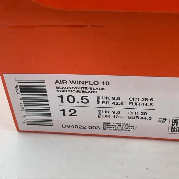 NIB! 👞 Nike Air Winflo 10 Black White LaceUp Low Top Running Shoes - M/10.5-W/12